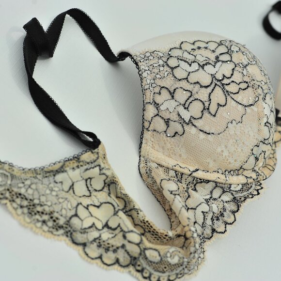 Vintage Victoria’s Secret Floral Embroidery Rhinestones Push Up Bra - Picture 4 of 16